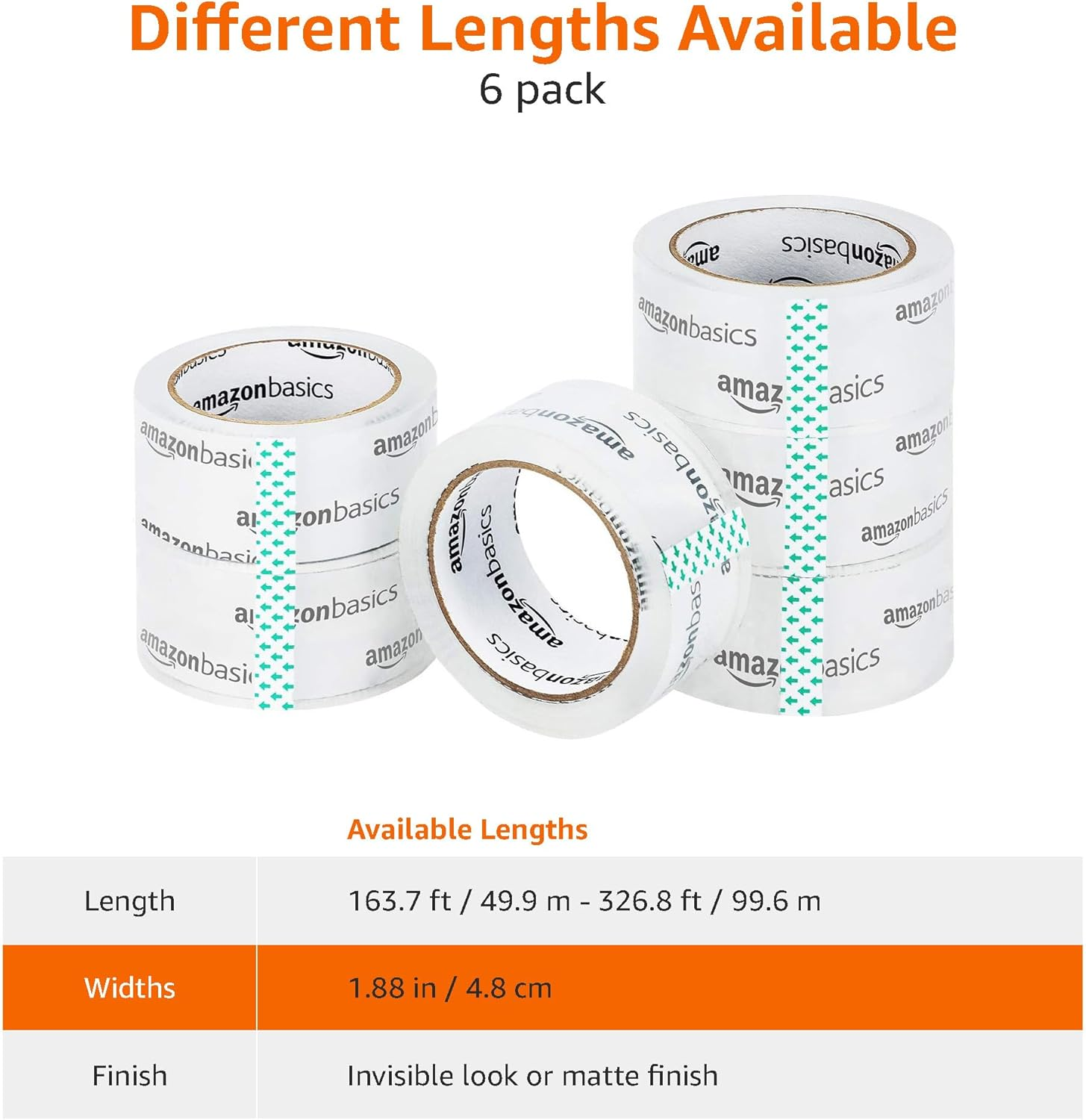 Amazon Basics Packing Tape, Designed for Moving, Storage and Packing, Shipping and Mailing, 5Cm Wide X 50M, Crystal Clear, 6-Pack image number 6