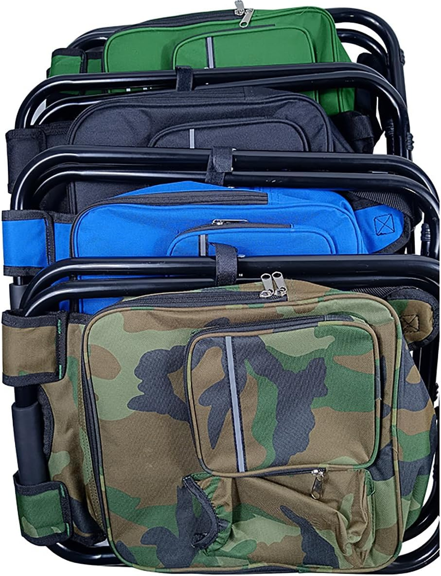 AIMALL Portable Folding Backpack Chair with Cooler Bag, Durable 600D Oxford Fabric, Iron Frame, Waterproof EVA, for Camping, Fishing, Beach - Green image number 4