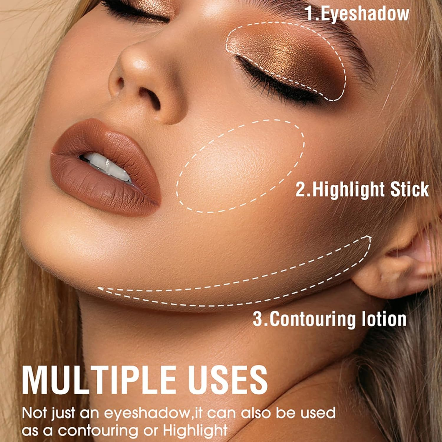 Fantasyday 8PCS Cream Eyeshadow Stick Sets, Metallic Glitter Shimmer Smokey Eye Looks Waterproof Long Lasting Quick-Drying Sparkling Eye Shadow Makeup Kits(Color Set A) - F image number 2