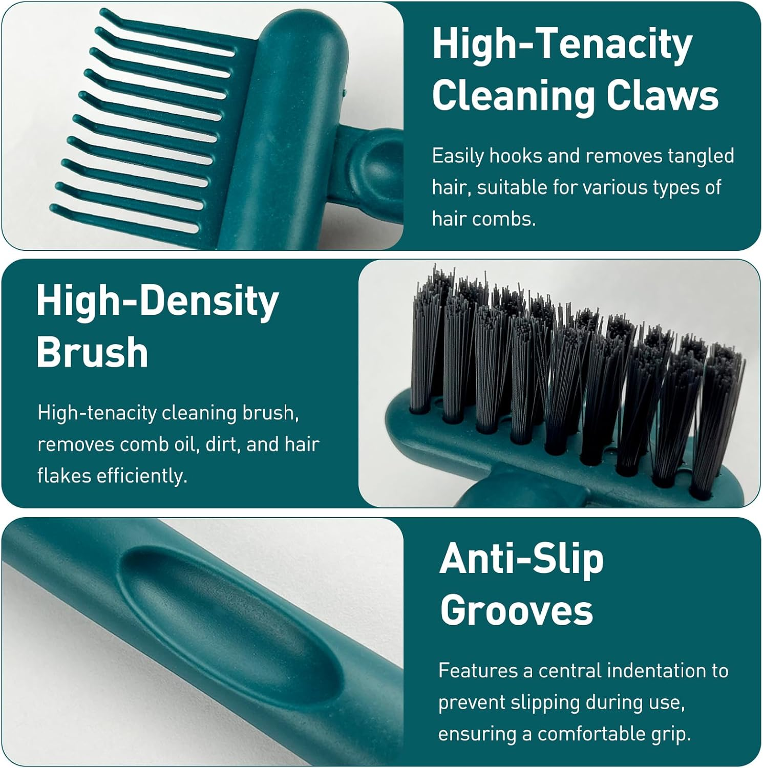 Jaasuee 2-In-1 Hair Brush Cleaning Tool, Green Hairbrush Cleaner and Rake for Removing Hair and Dust, Durable and Ergonomic Design for Home and Salon Use (1 Pack) image number 4