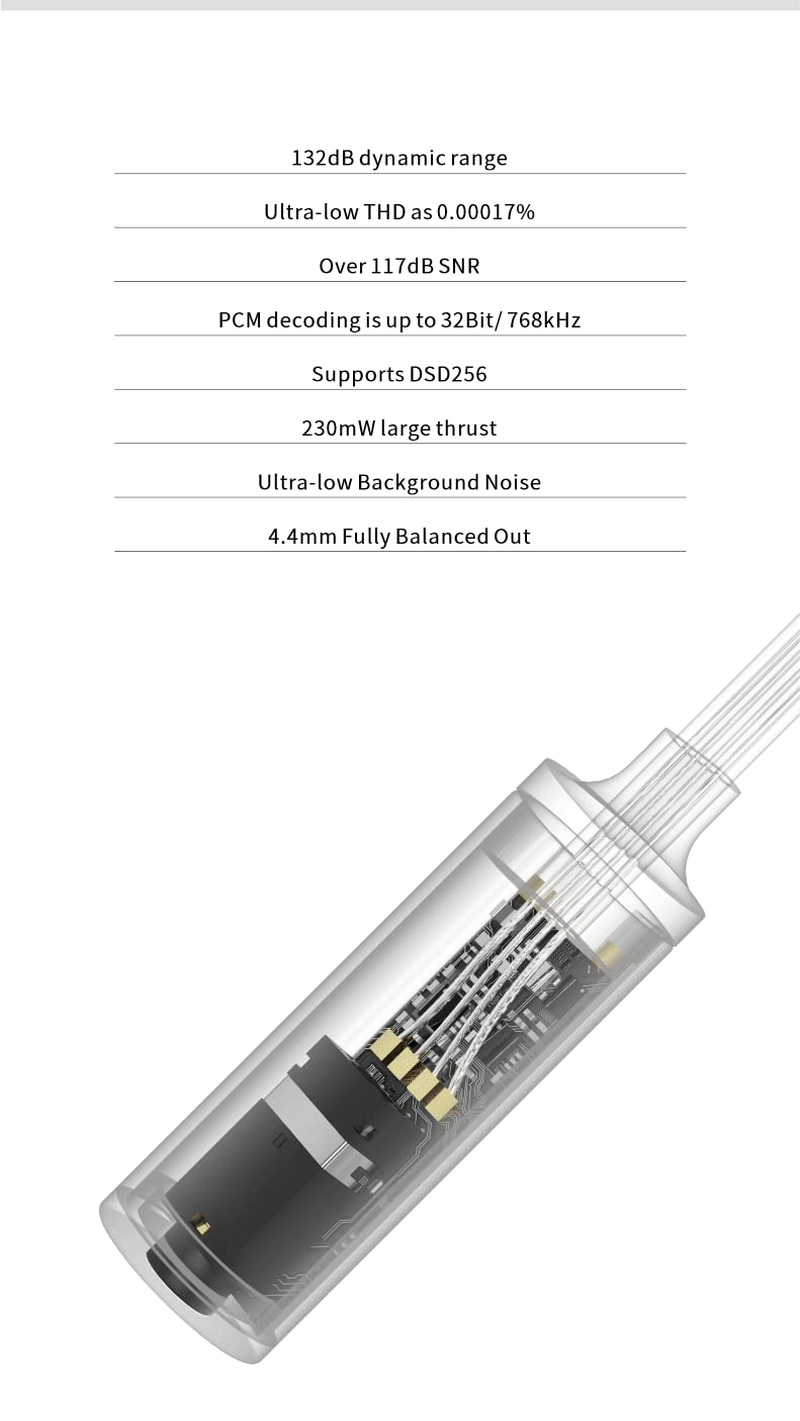 Moondrop DAWN Portable Amplifier Full Balanced High-Performance Mini USB DAC/AMP Support 32Bit/768Khzdsd256 4.4Mm Balanced USB Type-C image number 4