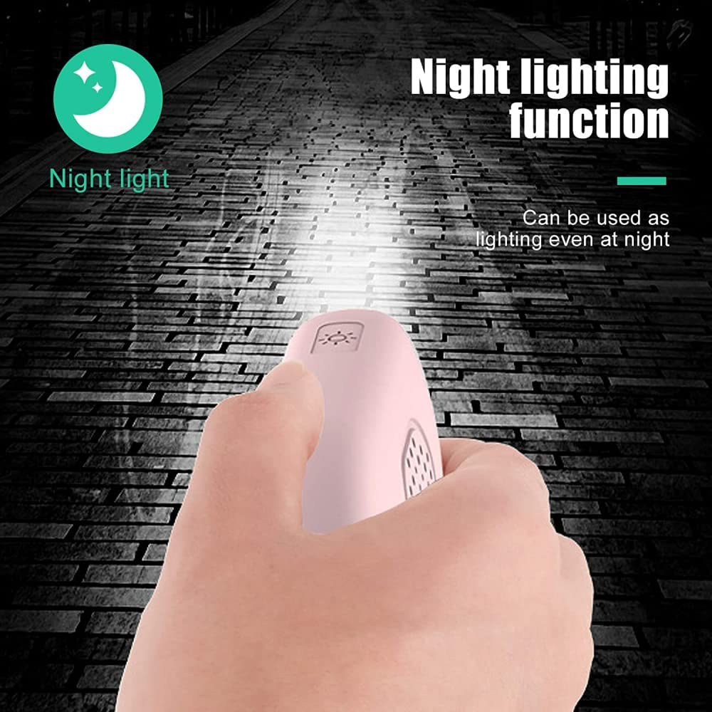 130Db Seniors SOS anti Rape Alarm Keychain Panic Emergency Alarm & LED Flashlight. USB Rechargeable or Women, Men, Kids, Elderly, and Joggers, Pink image number 4