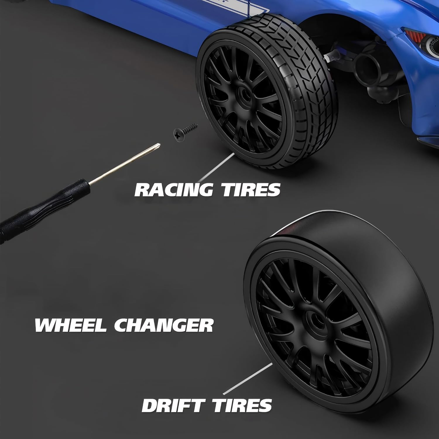 RC Drift Car with LED Lights, 1:24 4WD 2.4Ghz Remote Control Car for Kids Adults (White) - White image number 4