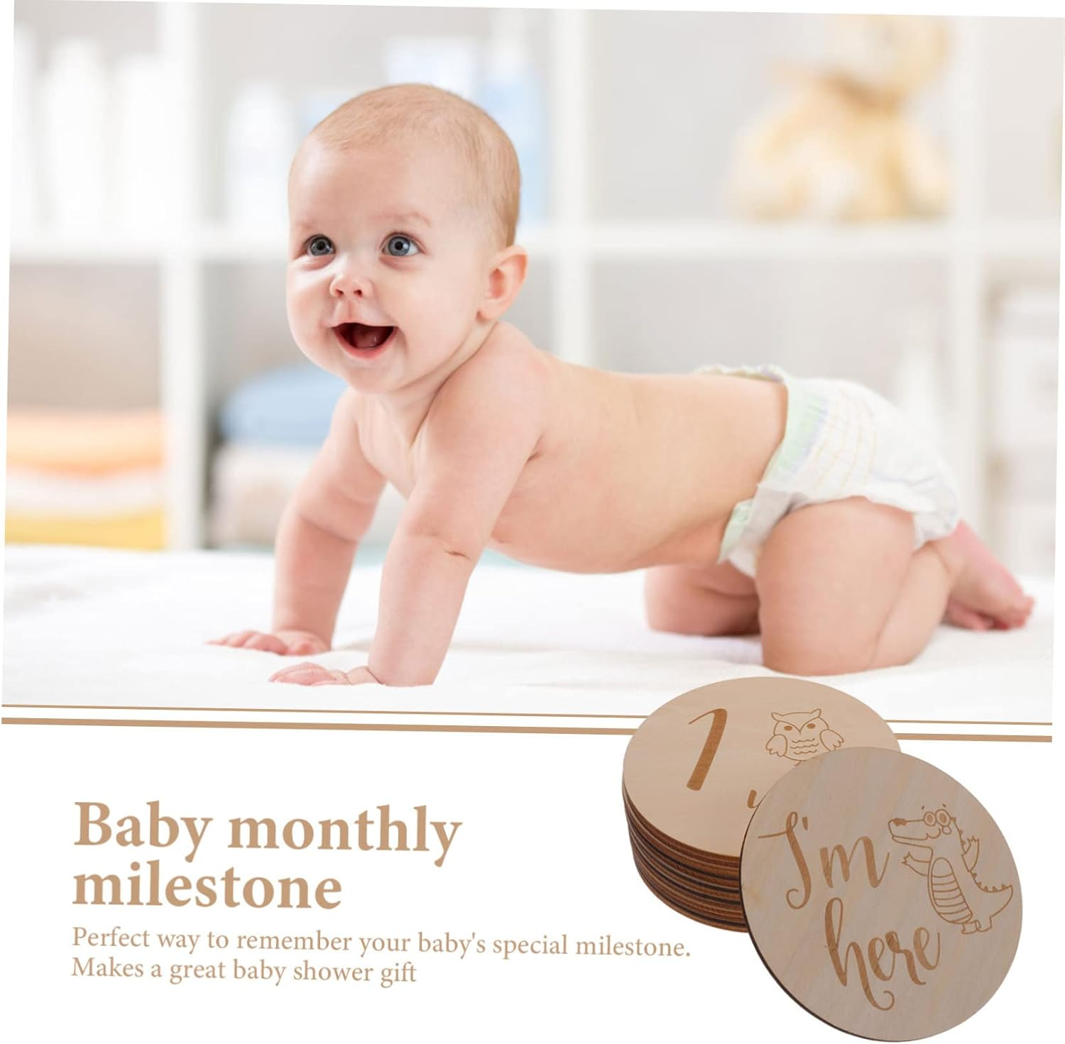 Hohopeti Monthly Milestone Wooden Sign Milestone Cards Birth Announcement for Newborn Photography Decor image number 2