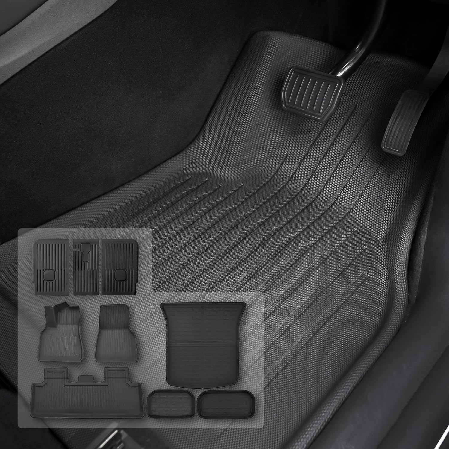 TESSERATI Juniper Tesla Model Y 3D Floor Mats Complete Premium Protection 9 Piece Set | 2025 Onwards Driver/Passenger/Rear Passenger/Boot/Frunk/Underboot/Fold down Seats (2025 Juniper Tesla Model Y) image number 5