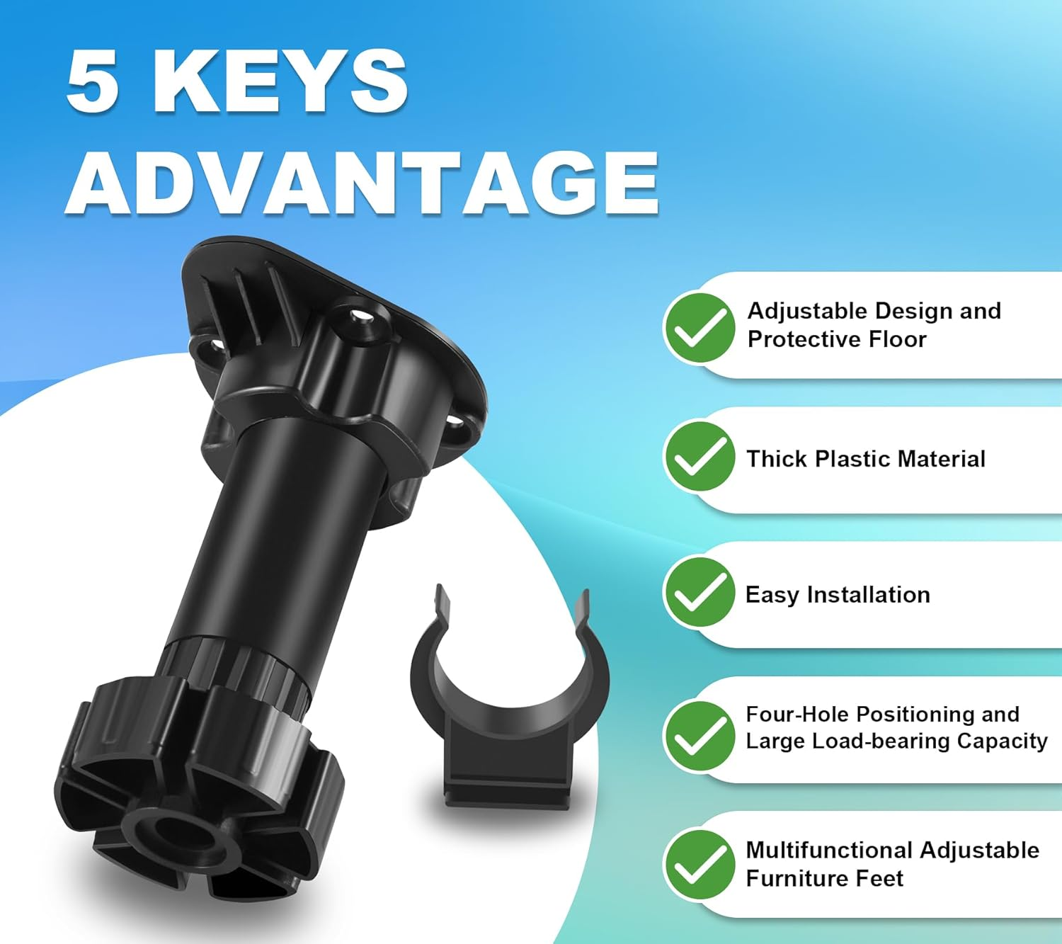 JUMXSRLE Cabinet Legs, Plastic Adjustable Cabinet Feet Levelers Kick Board Clips, Leveling Feet Adjustable Furniture Legs for Cabinets, Sofas, Kitchen Furniture - Adjusts from 100-120Mm/3.94"-4.72" image number 2