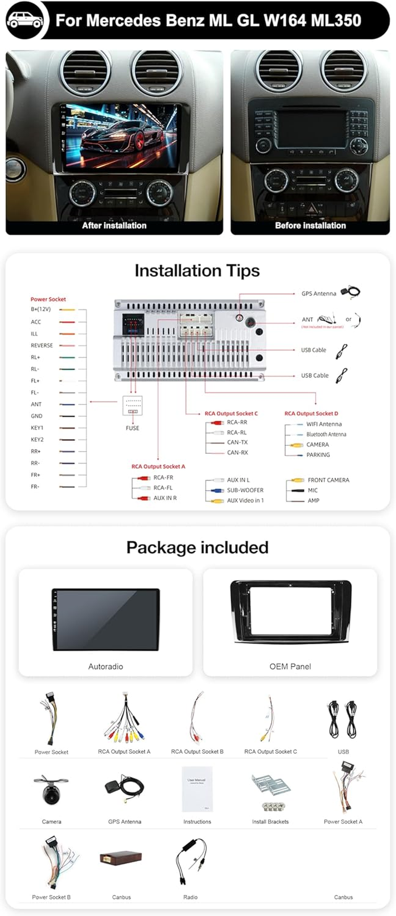 Android 14 IPS Car Stereo for Jeep Cherokee (2014-2017) - Wireless Carplay/Android Auto - 4G+64G - Camera + MIC - 10.1 Inch 2 Din - DSP Steering Wheel Daul Band Wifi 4G DAB Fast-Boot 360-CAM ﻿ image number 2