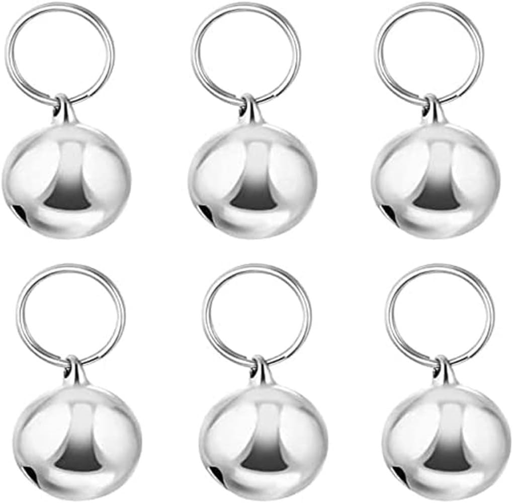 6 Pcs Dog Collar Bells, Cat Bells & Dog Collar Bells with Keyrings Training Pet Pendant,Pet Cat and Dog Bell Pet Pendant Accessories (Silver 16MM) image number 4