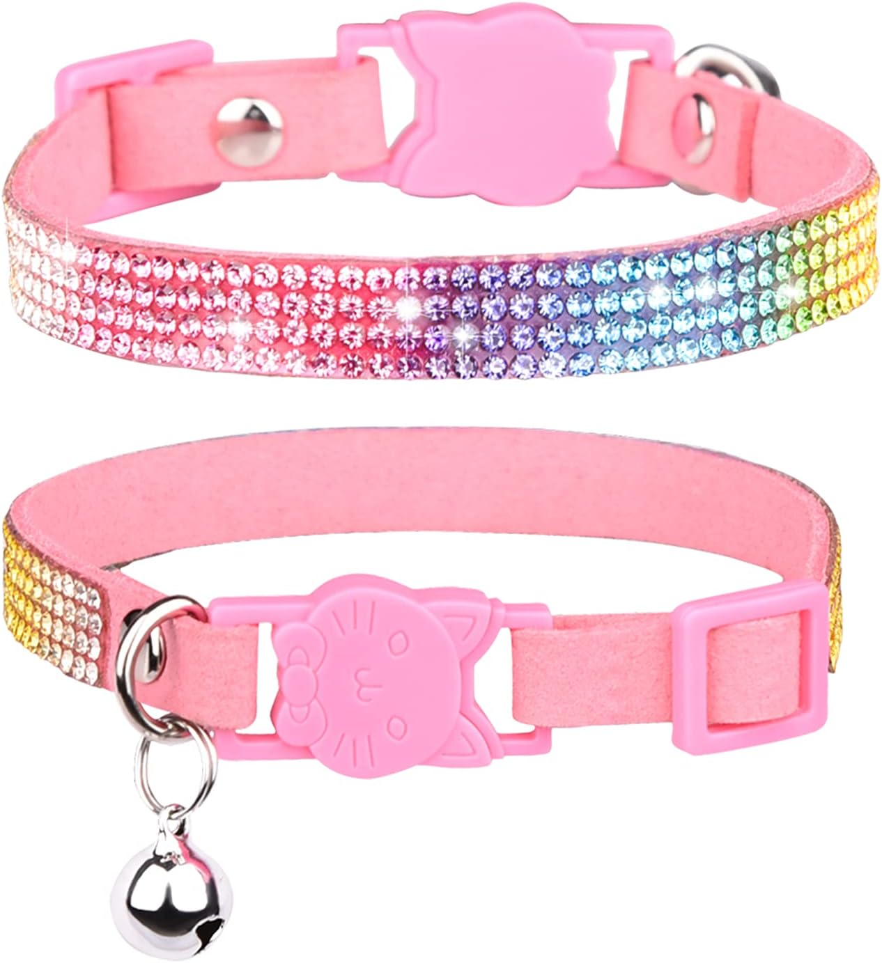 Cat Collar Breakaway Bling Diamond Rhinestone with Bell Adjustable for Cats and Kitten Girl Boy (Purple)