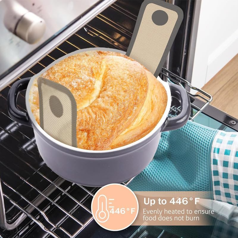 Custelen 2 PCS Silicone Bread Sling for Dutch Oven - Non-Stick, Easy Clean Reusable Bread Baking Mat with Long Handles for Easy Sourdough Transfer, BM02 image number 2