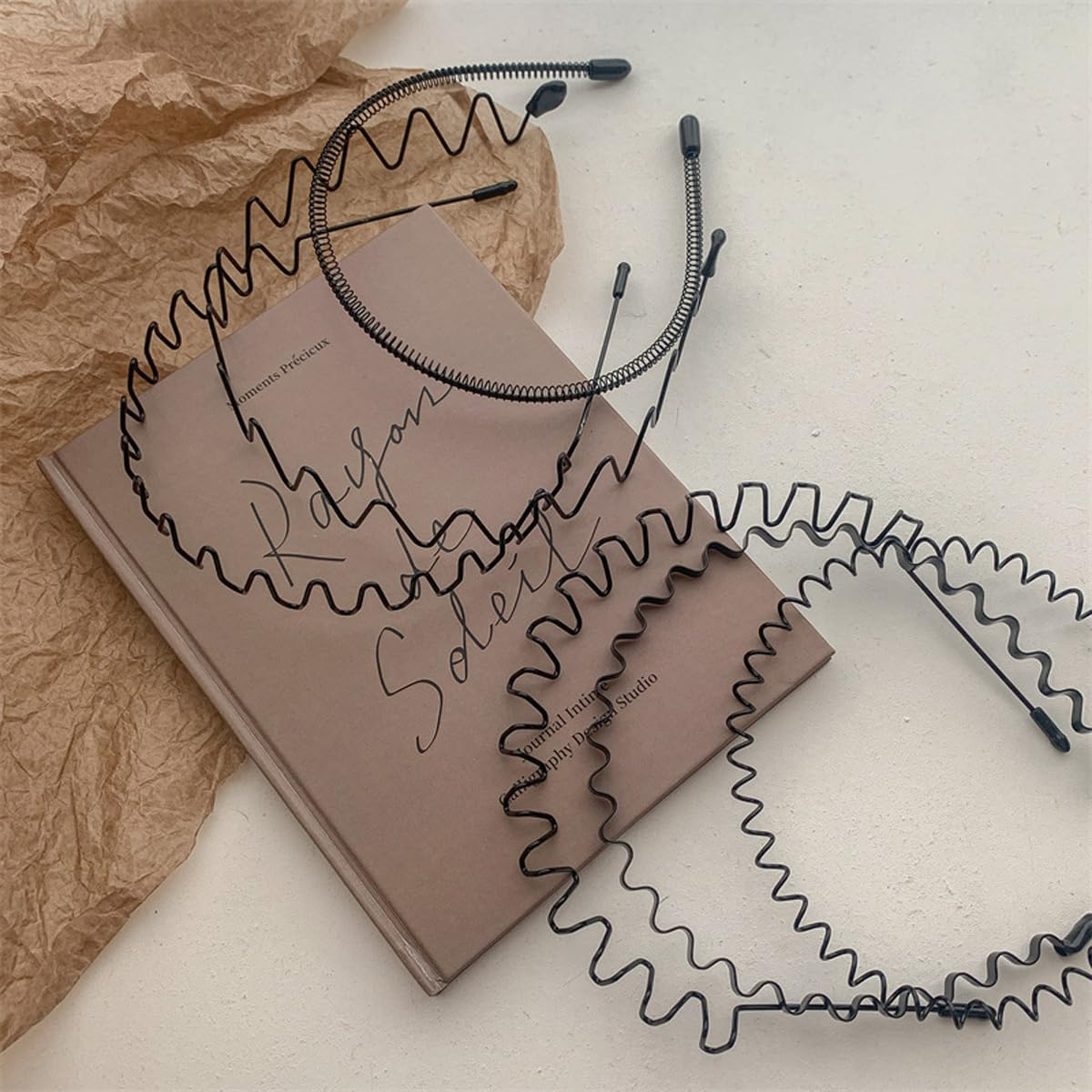 Laroal 6 Pack Headbands for Men Women Black Hair Band Spring Wave Makeup Sports Suitable for Washing Face Hairdressing