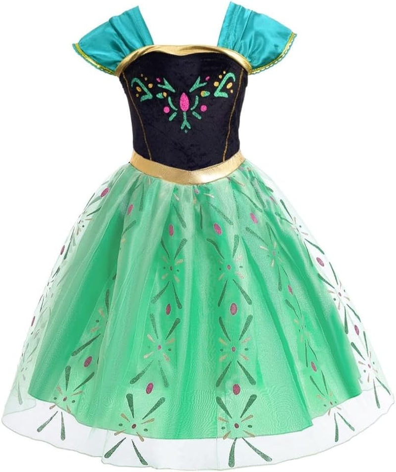 Dressy Daisy Ice Princess Coronation Green Costume Tulle Dress with Accessories for Baby Toddler Kids Girls Halloween Birthday Party Fancy Outfit