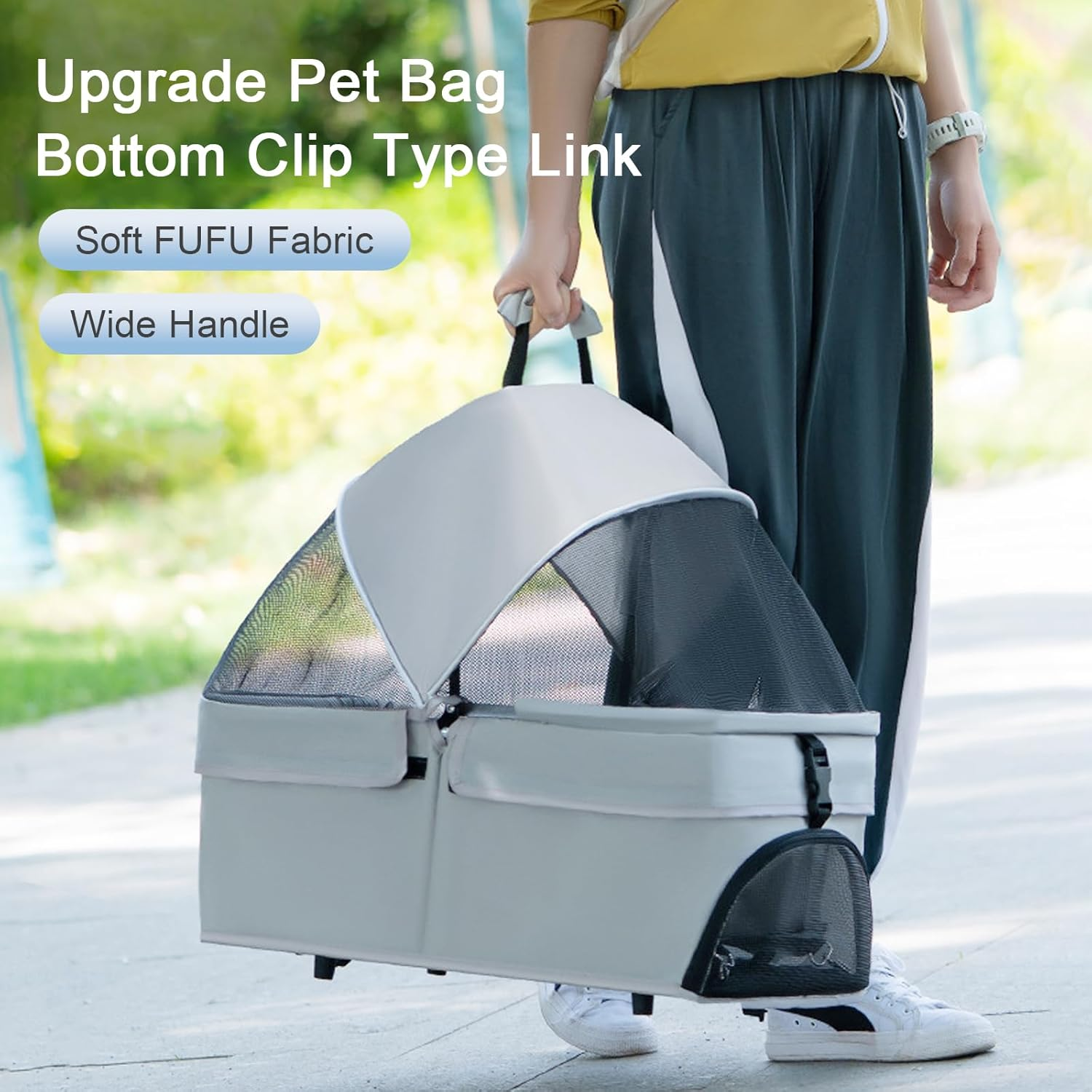 Pet Stroller with Wheels, Dog Stroller for Small Medium Dogs Cats, Portable Cat Stroller with Detachable Carrier, Foldable Dog Cat Jogger Stroller, Large Pet Travel Carrier with Cup Holder (Grey)