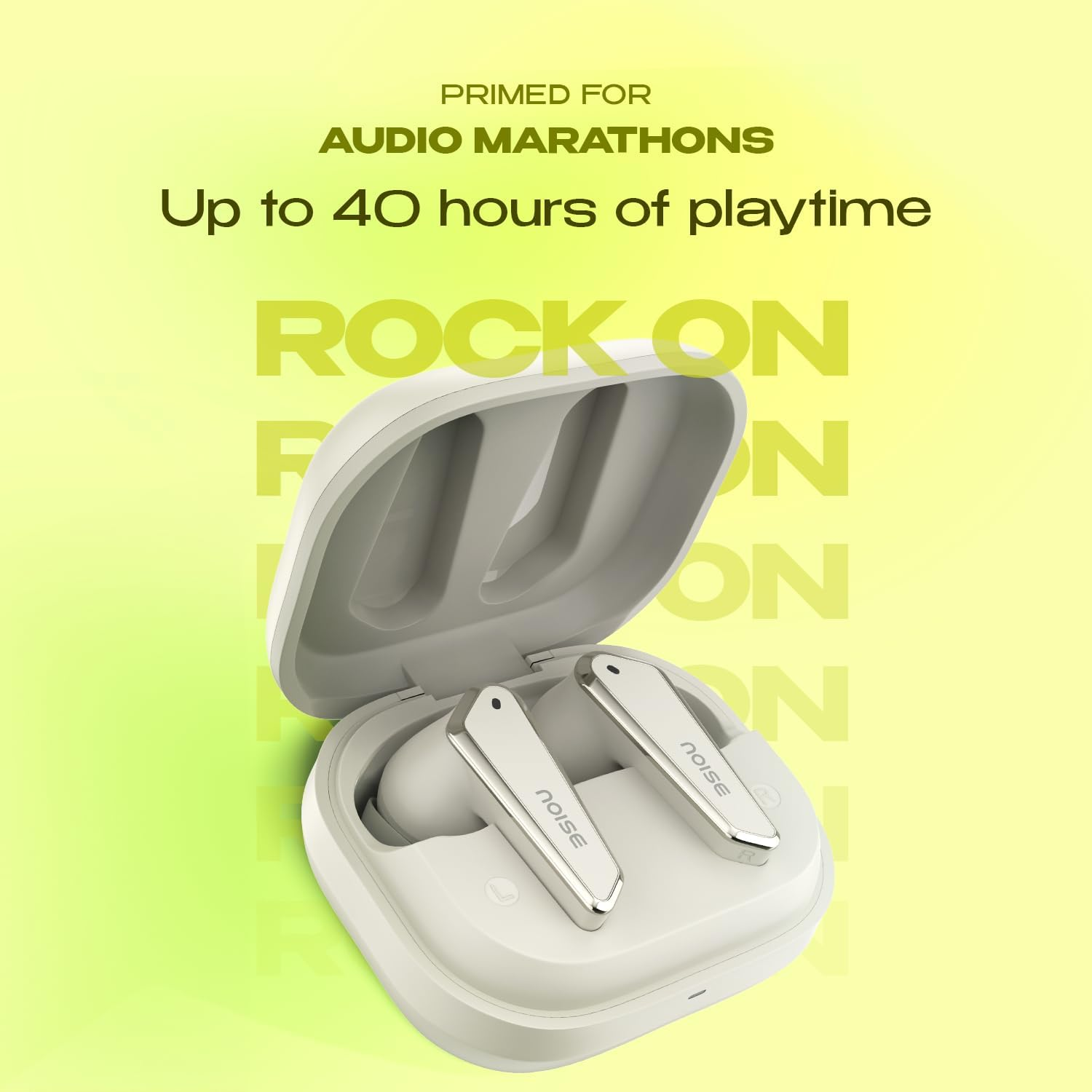 Noise Buds N1 In-Ear Truly Wireless Earbuds with Chrome Finish, 40H of Playtime, Quad Mic with ENC, Ultra Low Latency(Up to 40 Ms), Instacharge(10 Min=120 Min), BT V5.3(Calm Beige) - Beige image number 4