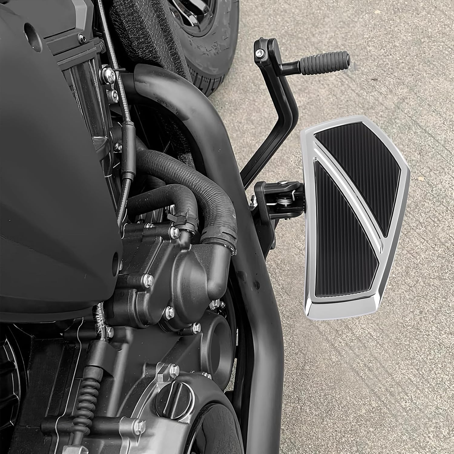 Front Footpegs Rider Floorboards Compatible with Kawasaki Vulcan S 650 Accessories 2015-2025 Anti-Slip Wide Motorcycle Highway Pegs (Chrome)