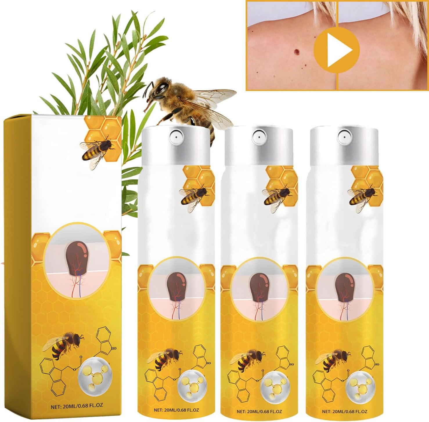 Hannahcos 3Pcs Recede Bee Venom, for Women and Men 20Ml/Pcs