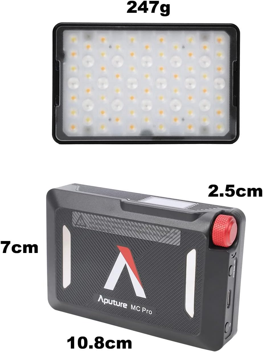 Aputure MC Pro RGBWW LED on Camera Video Light, Temperature 2000K-10000K Support Magnetic Attraction IP65 Protection 15 Built-In Light Effects and App Control image number 2