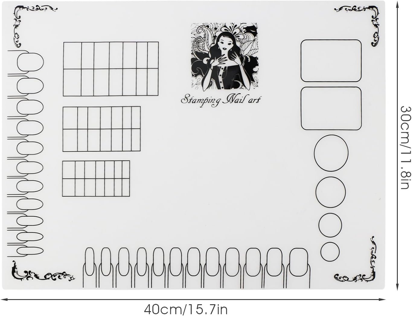 Segbeauty Nail Art Stamping Mat, Silicone Workspace Stamping Plate, Nail Polish Coloring Practice Pad, Nail Sticker Guide Printing Transfer Table Cover Palette Tools image number 5