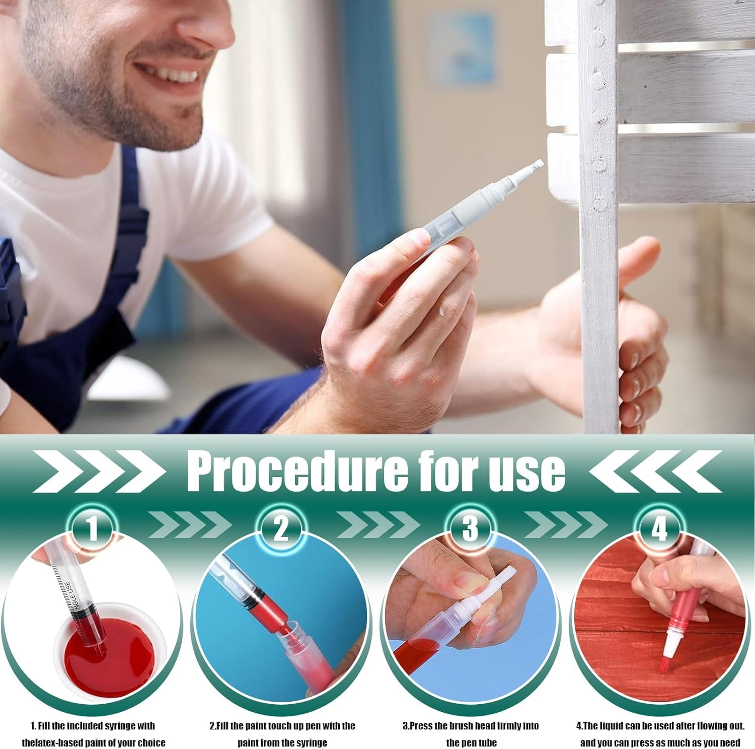 Touch up Paint Pen, 3 Pcs 5Ml Refillable Paint Brush Pens, Paint Pen for Wall Touch up for Wall Repair, Funiture, Cabinet, Wood Floor, Window image number 1