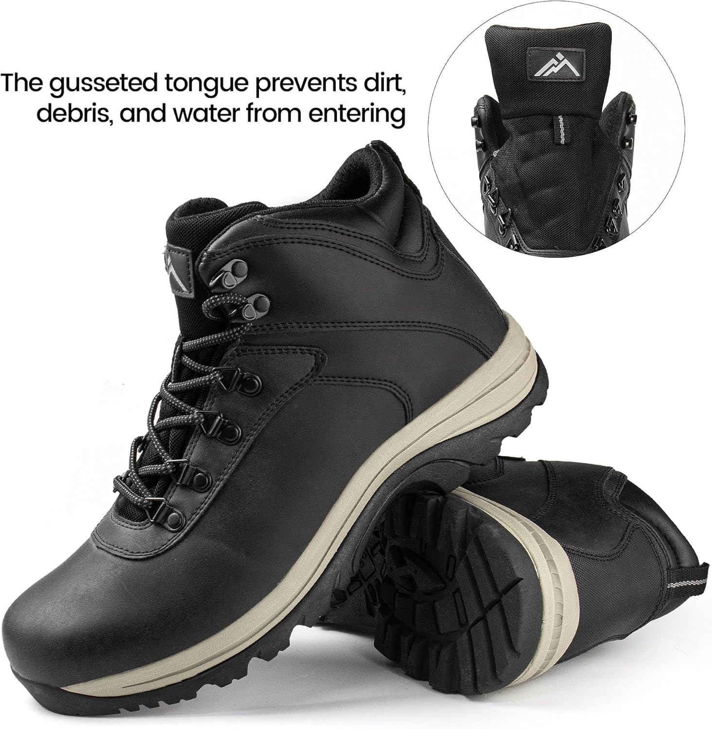 Cc-Los Men'S Waterproof Hiking Boots Mid-Top Boots Lightweight Non-Slip High-Tracton Grip Black Size 13 image number 2