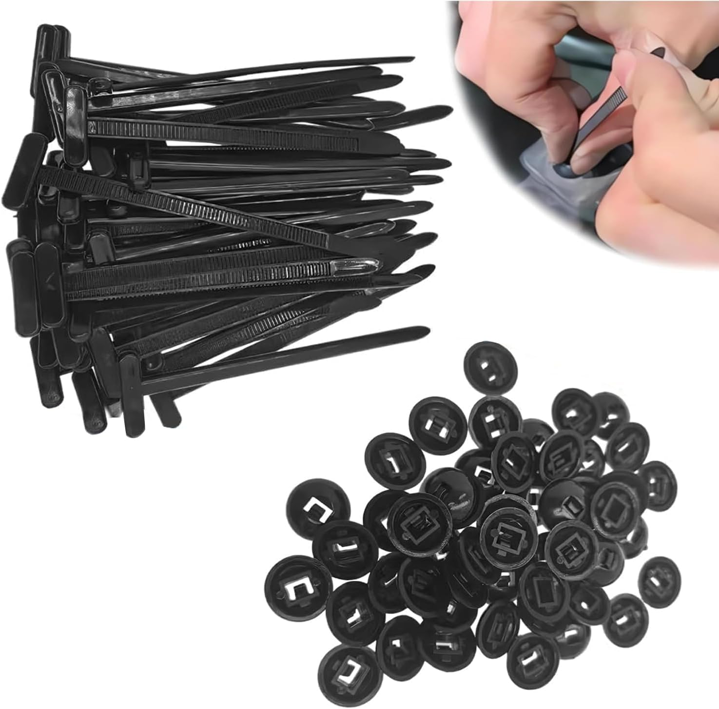 IONPSHG Heavy Duty Self-Locking Nylon Universal Cable Tie Buckle (100 Pcs) &ndash; UV Resistant Black Zip Ties for Car Repair, Daily Use & Multipurpose Cable Management, Small Cinch Straps Holde image number 3