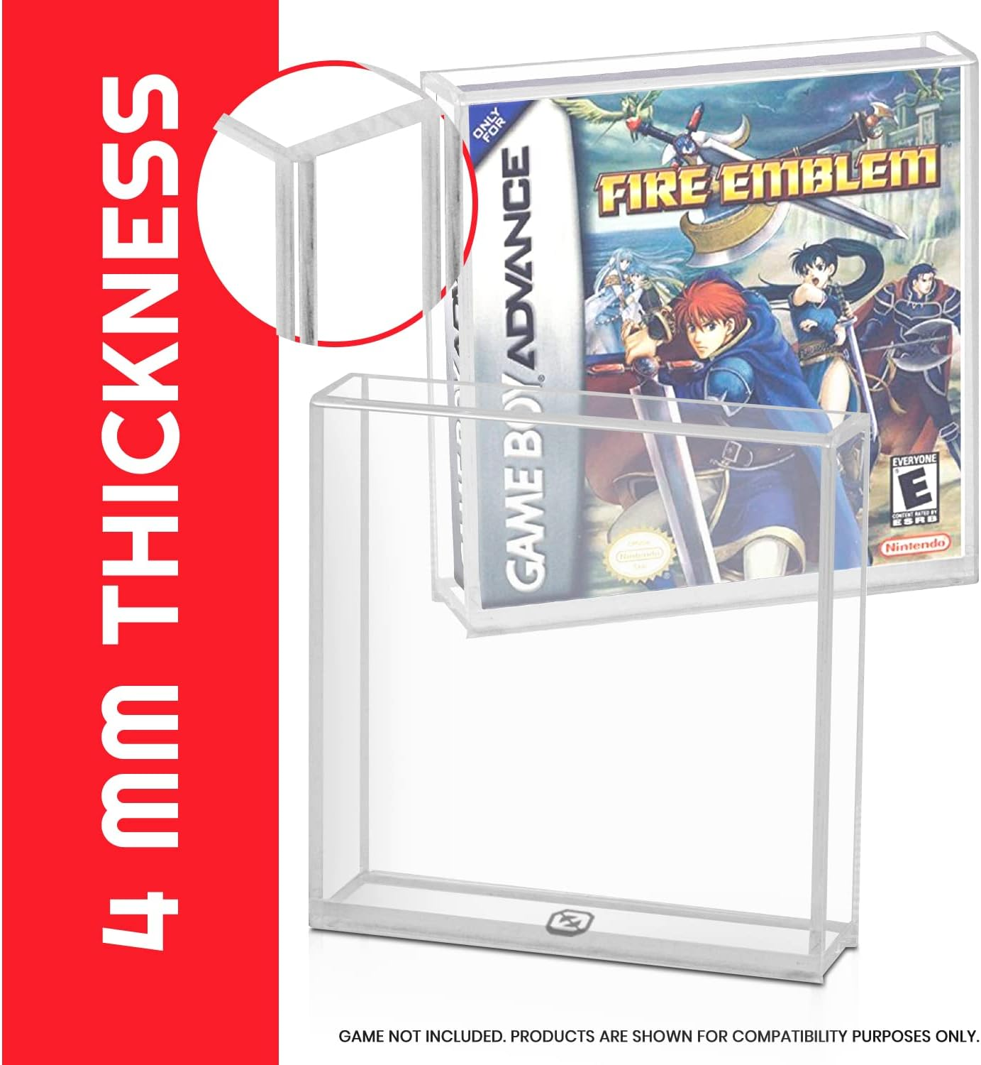 EVORETRO Acrylic Display Case Designed for Nintendo Game Boy and Game Boy Advance (GB/GBA) Game Box - Clear Protective Case for Retro Games (4.0MM - Pack of 2)