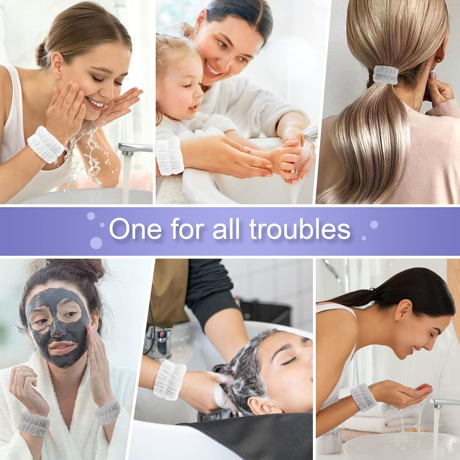 4Pcs Wrist Towels Face Wash Wristbands, Absorbent Towel Wristbands for Washing Face, Microfiber Wrist Spa Washbands for Women, Wrist Sweatband Prevent Water from Spilling down Your Arms image number 5