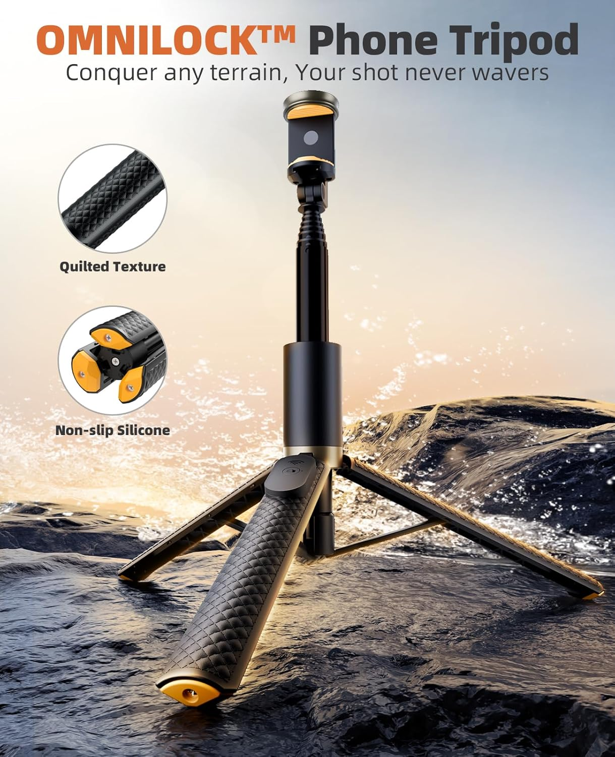 Vimose 62" Phone Tripod Stand & Selfie Stick with Remote, Unified All-In-1 Extendable Cell Phonetripod for Iphone/Android image number 1