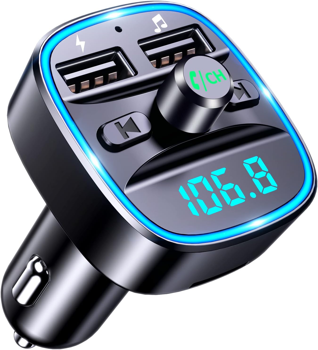 Mohard Bluetooth FM Transmitter for Car, Bluetooth Car Adapter MP3 Player FM Transmitter, Hands-Free Calling, Dual USB Ports (5V/2.4A & 1A), LED Screen, Support TF Card & USB Flash Drive image number 4