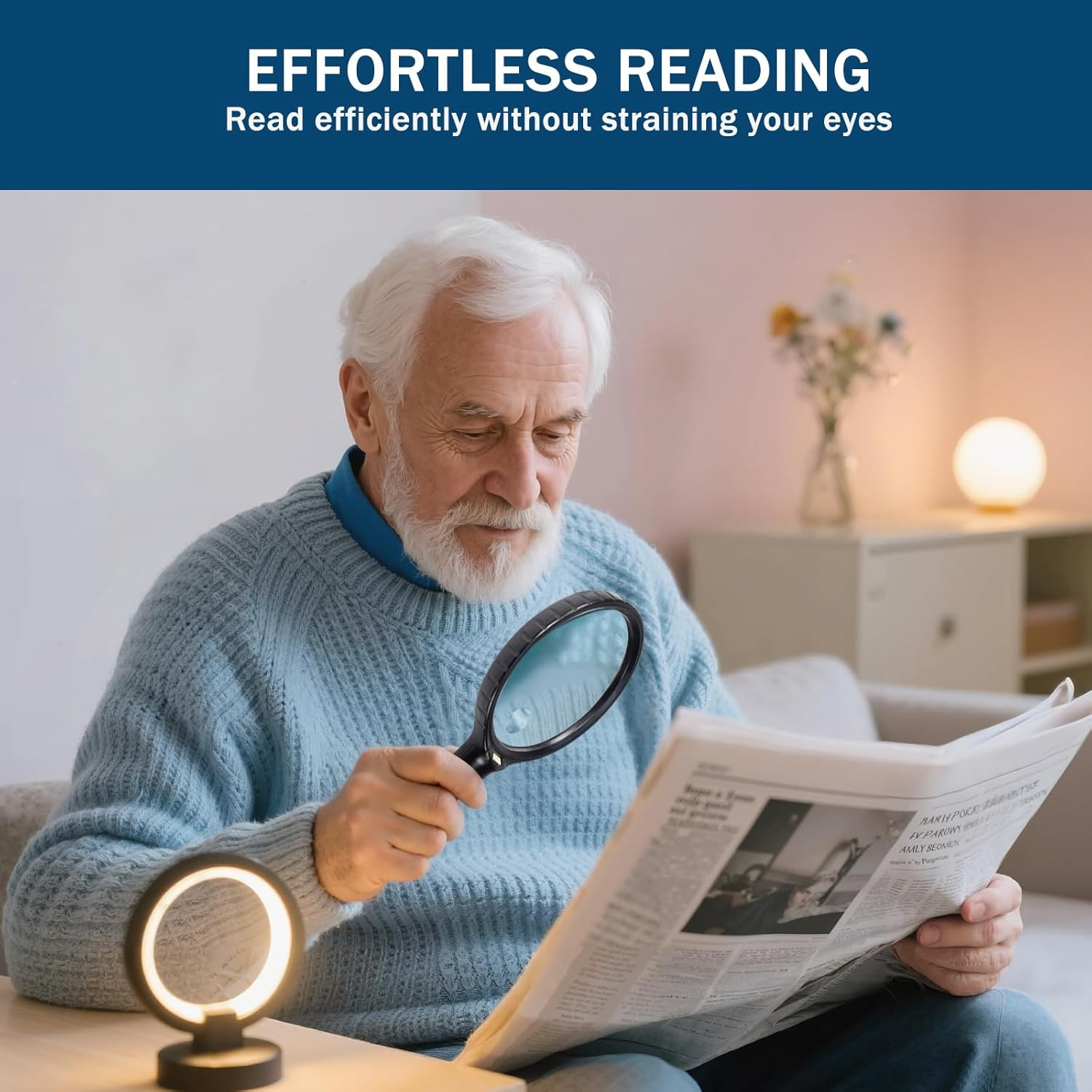 Quqiesli 145Mm Non-Spherical Magnifying Glass | up to 30X with 4 LED Lights | Handheld Resin Lens for Reading, Crafts in Low Light (Batteries Not Inc) image number 4