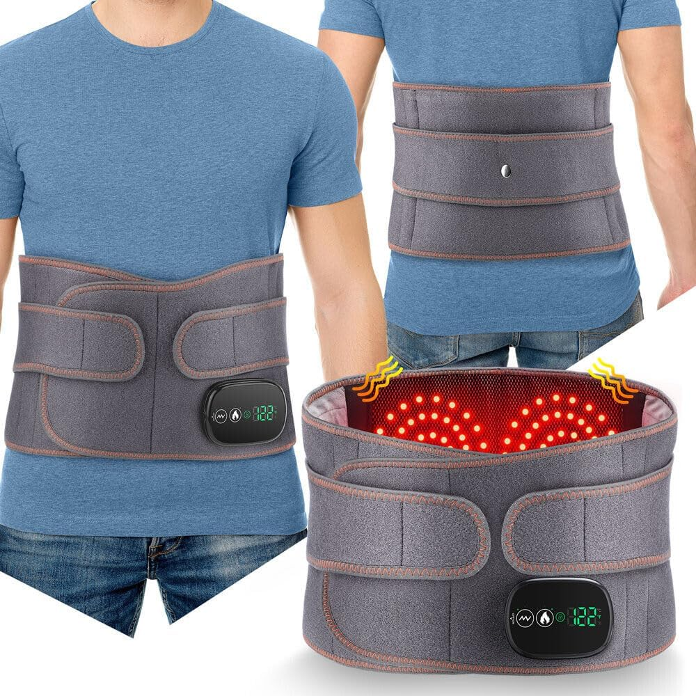 Electric Heating Vibration Waist Massager Back Belt Pain Relief Therap LCD Touch image number 2