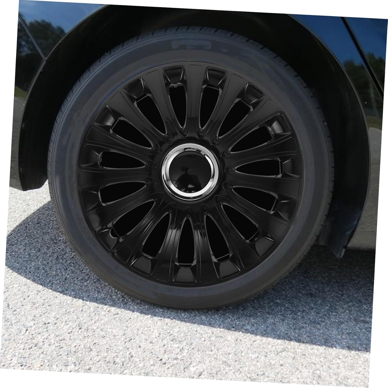 SWOOMEY Universal 14 Inch Wheel Hub Cover Vehicle Hubcap Protective Wheel Cover for Cars and Trucks Full Black Finish Suitable For image number 5