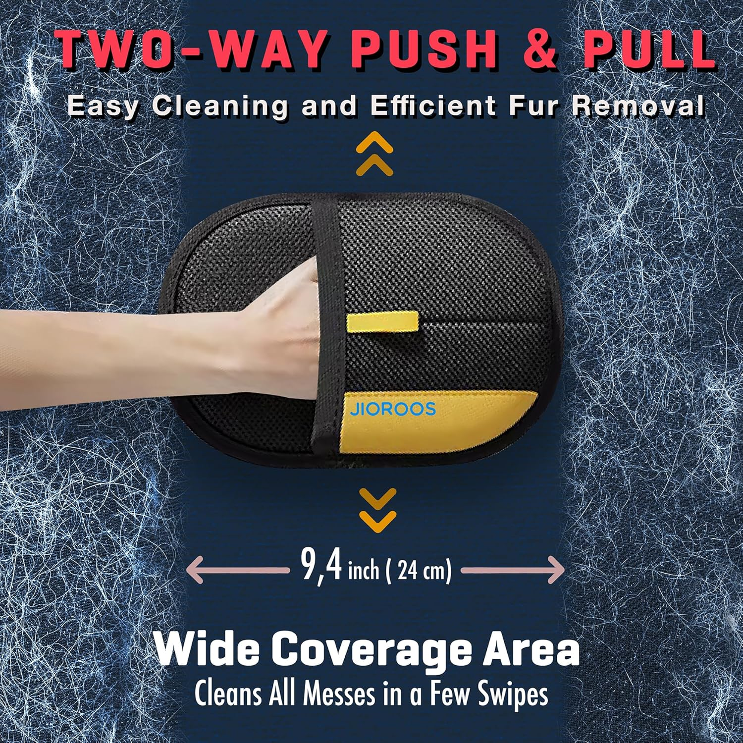 Jioroos Pet Hair Remover Gloves for Cats & Dogs, Electrostatic Pet Hair Removal Gloves Brush for Pets Hair, Upgraded Animal Fur Removal Tool, Reusable Cats & Dogs Grooming Gloves for Hair Removal (2)