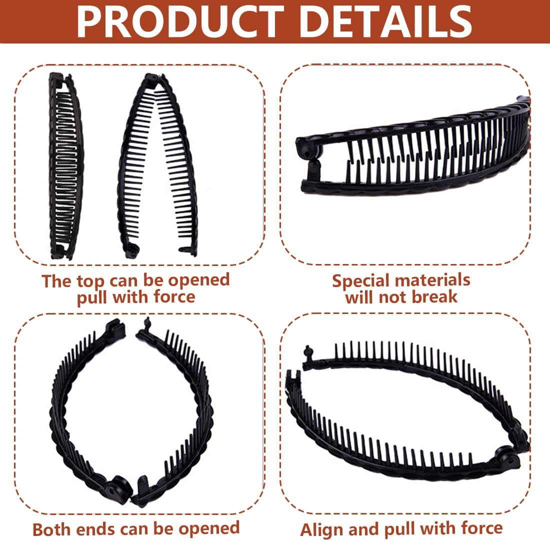 OUDQFCJ 4Pcs Banana Hair Clips in Decorative Hair Accessories Clips for Long Hair (White and Brown) image number 3