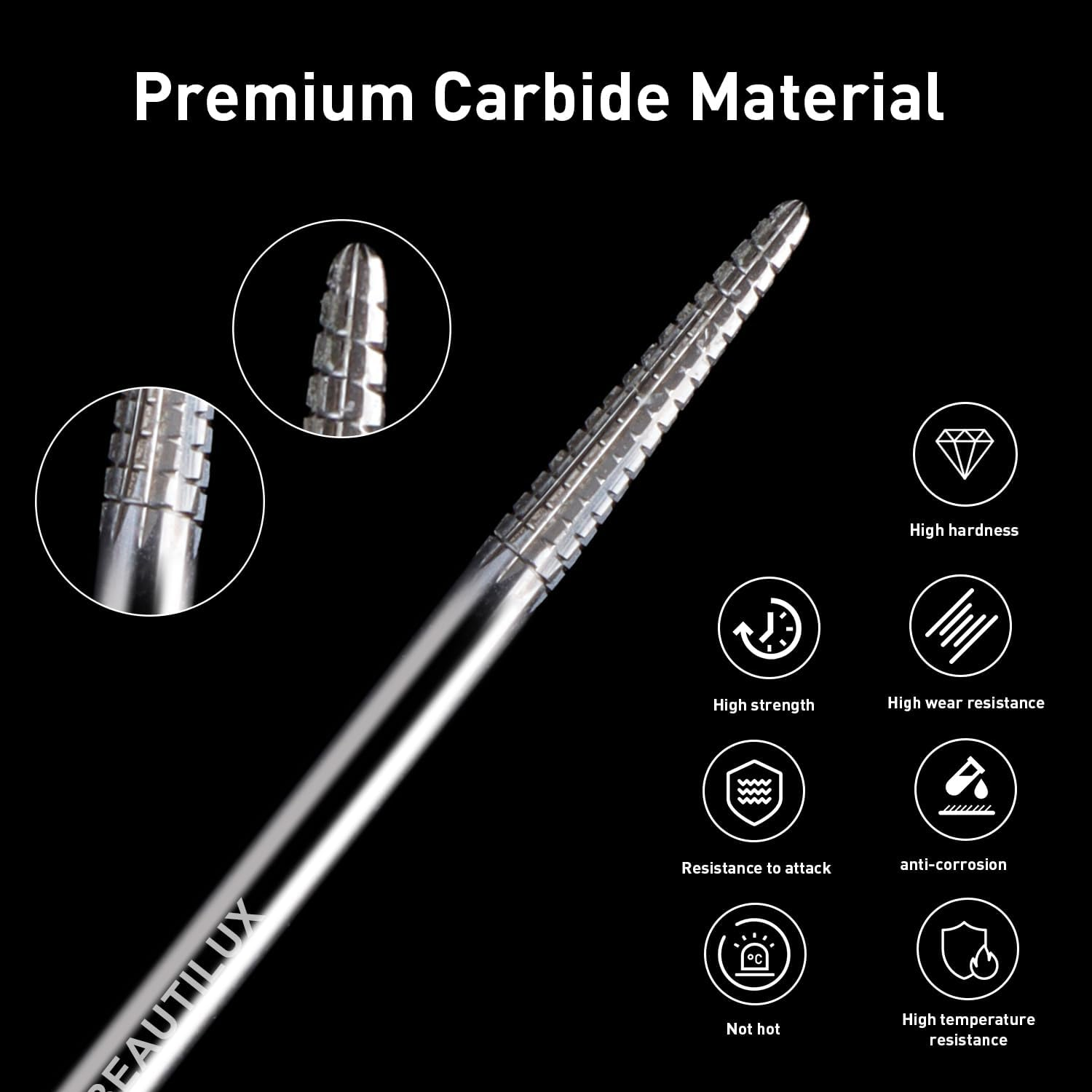 Beautilux Nail Cutter Attachment, 3/32 Inch Carbide Tungsten Bits, Quick Removal of Cuticle Polishing Gel for Manicure and Pedicure (NDB-LCO-M) image number 4