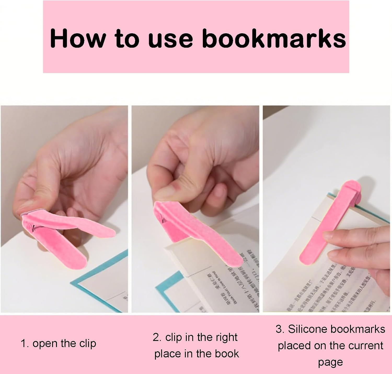Zvorgath Automatic Silicone Bookmarks,Silicone Book Marks for Reading Lovers - Women, Men, Kids, Teachers, Reading Accessories Gifts, 3Pcs image number 2