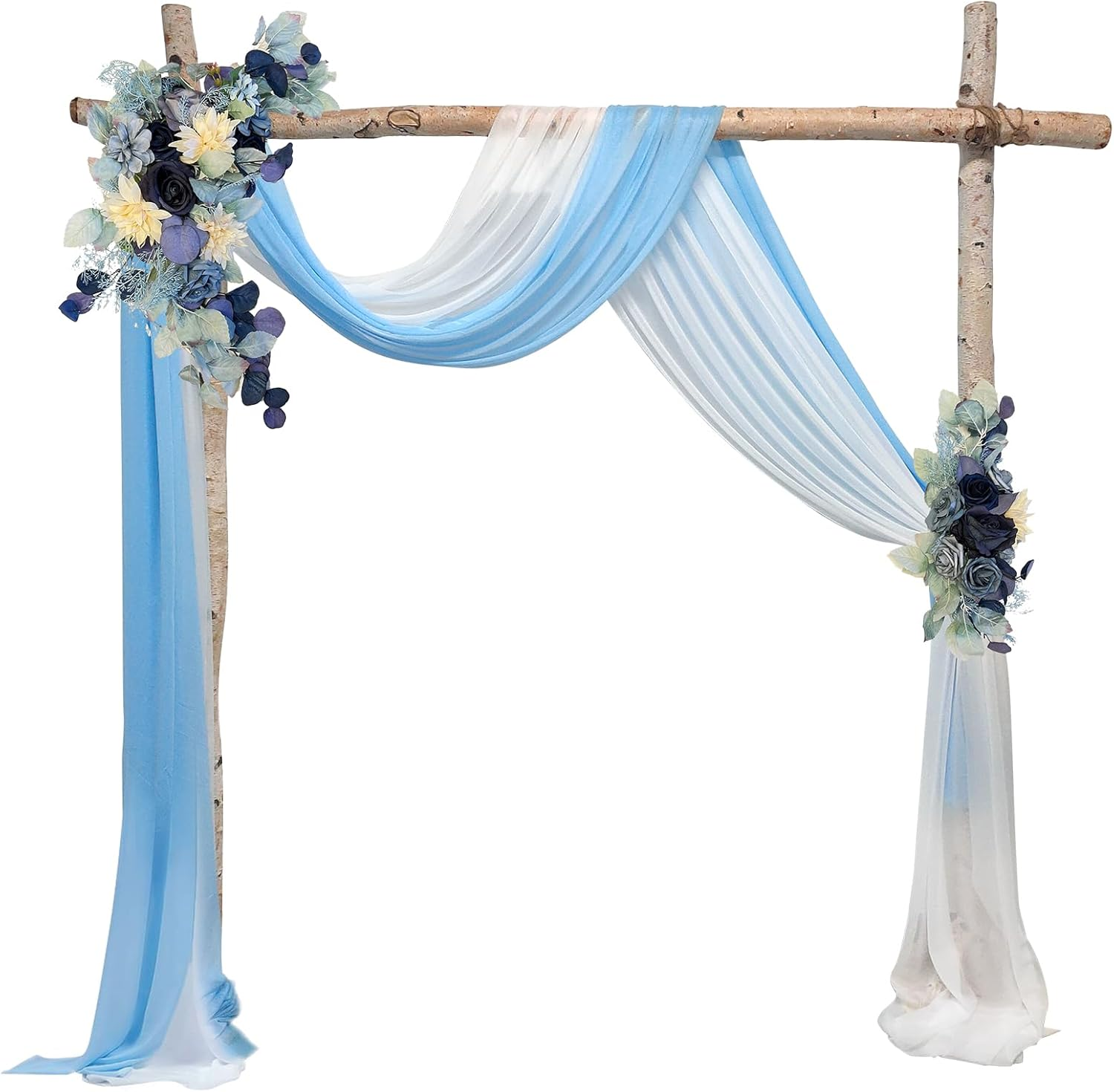 YALLOVE Wedding Arch Draping Fabric, 2 Panel 30" X 236" Drapes Sheer Backdrop Curtain for Ceremony Party Ceiling Decor (White, Terracotta)