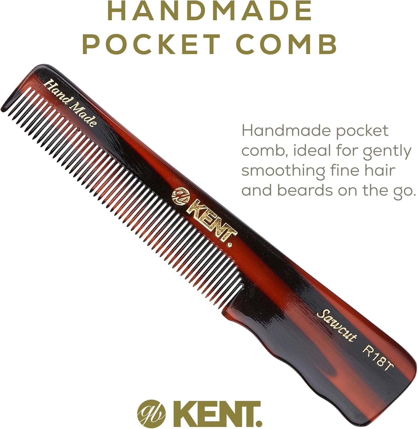 Kent Hand-Made 140Mm All Fine Pocket Comb with Thumb Grip - R18T image number 3