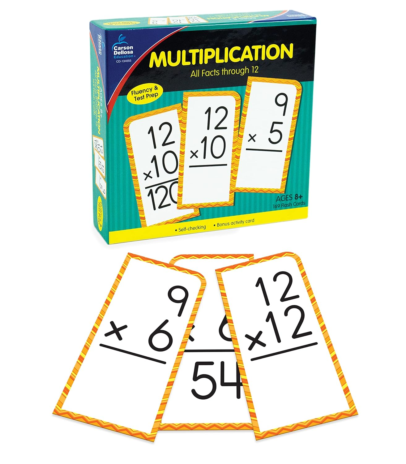 Carson Dellosa Multiplication Flash Cards&mdash;Grades 2-5 Double-Sided Cards, Multiplying All Math Facts from 0-12, Elementary Mathematics Practice (169 Pc)