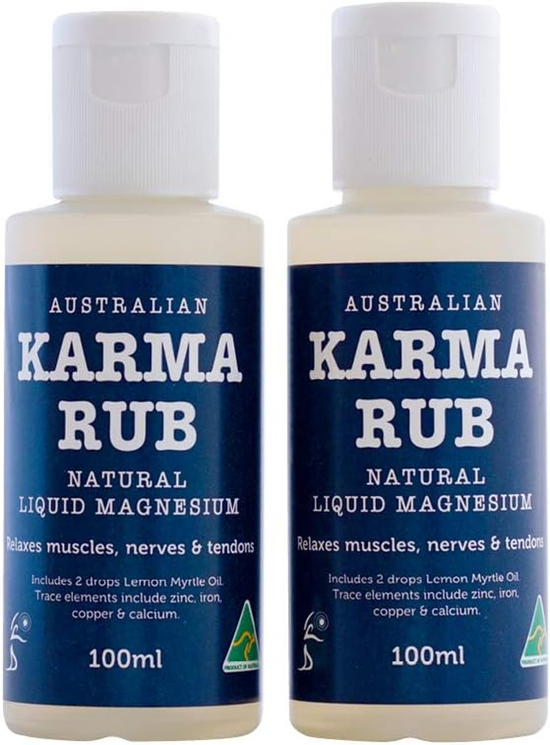Karma Rub Natural Liquid Magnesium, 100Ml X 2 Bottles, Lemon Myrtle, Lemon Myrtle: 1 Drop per Bottle for Scent 200 Milliliters, Pack of 2 (Auskr00005)