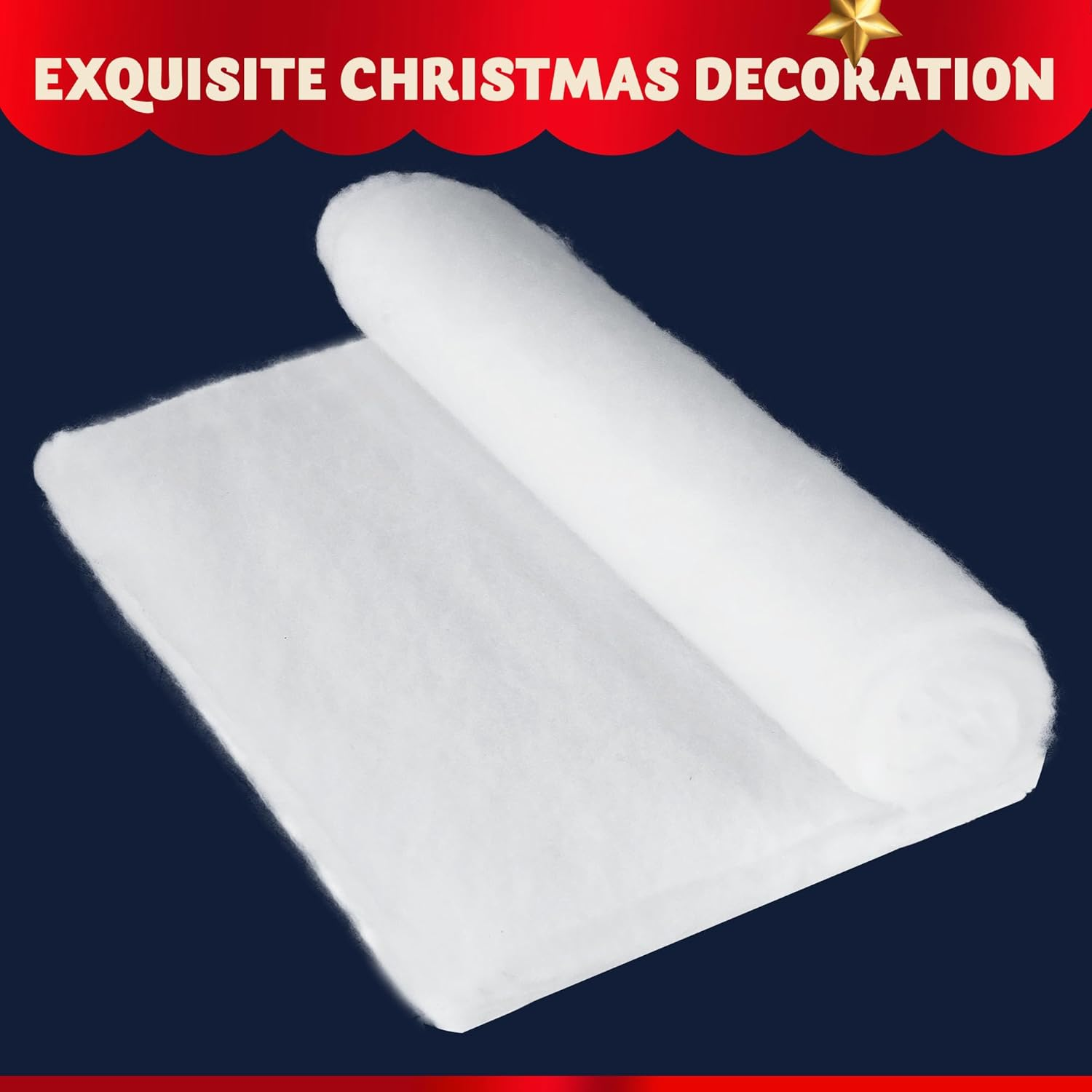 JOYIN Christmas Snow Blanket Roll (15In X 10Ft), 1 Pcs for Decoration, Village Displays, under the Tree - Thick White Soft Fake Snow Cover for Holiday Decor and Winter Displays image number 1