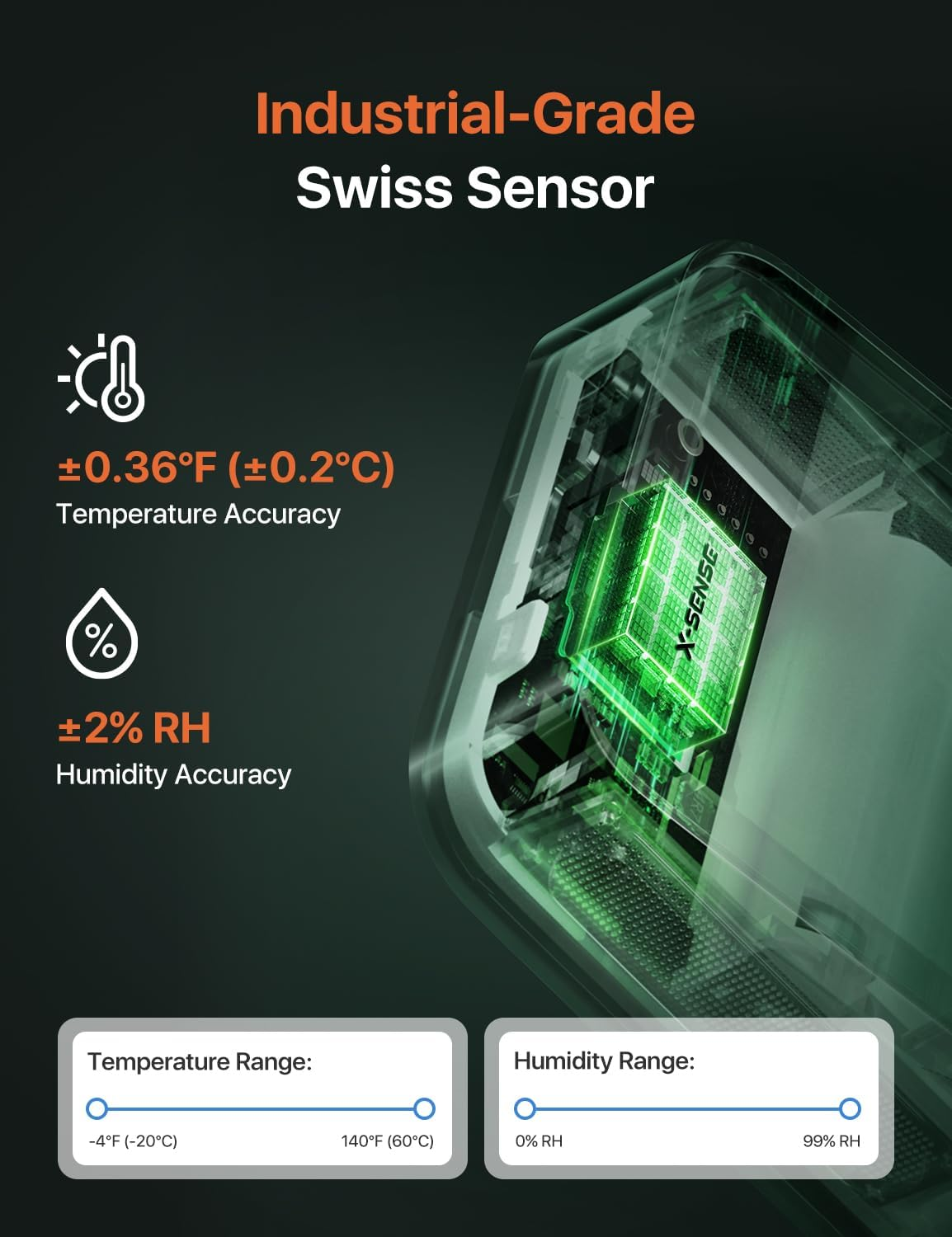 X-Sense Wifi Hygrometer Indoor Humidity with SBS50 Base Station, Smart Hygrometer Thermometer with App Notification, Temperature Sensor for Room Temperature Monitoring, 3 Sensors & 1 Base Station image number 3