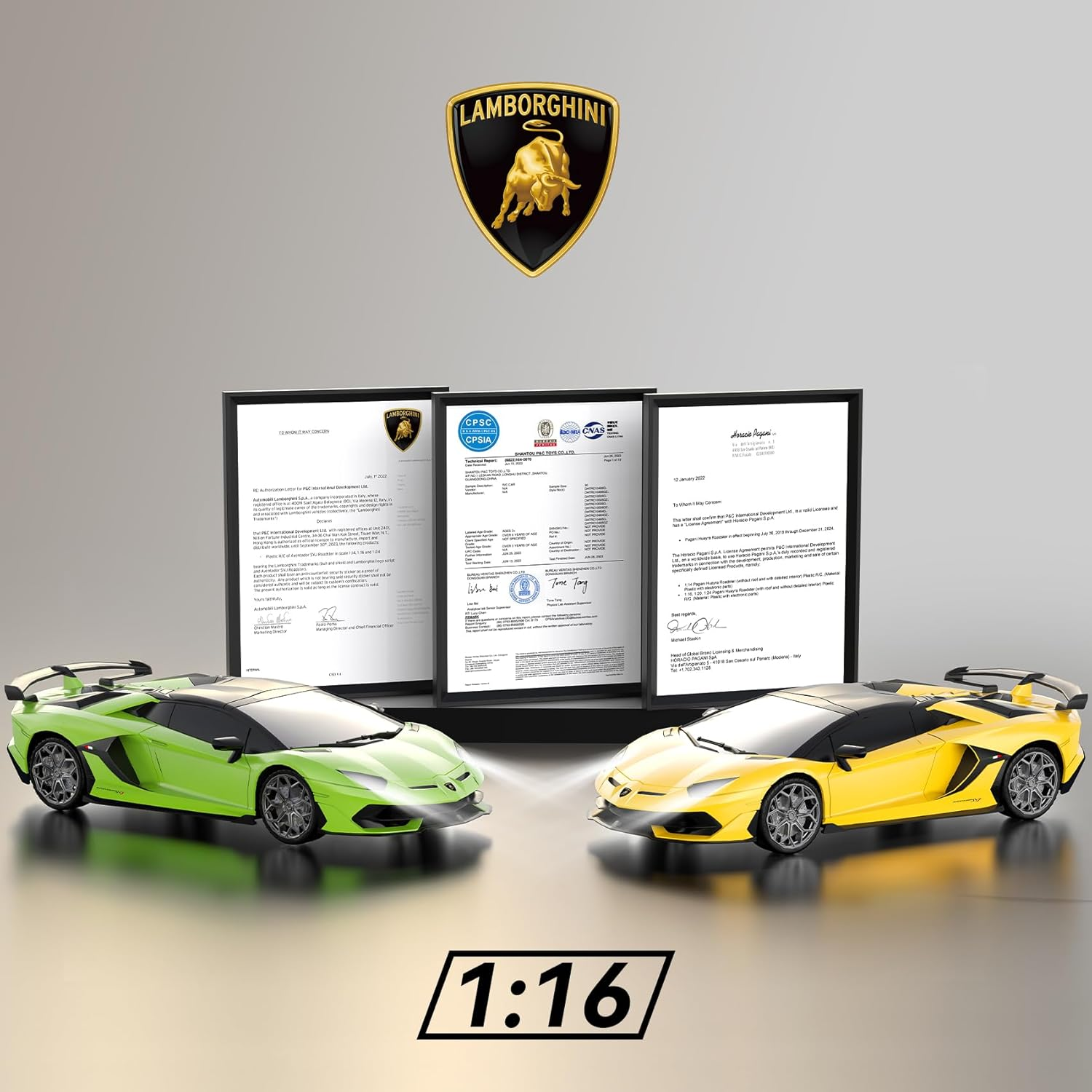 Remote Control Car for Lamborghini, Officially Licensed 1:16 Scale Lambo Hobby Rc Cars with Headlight, 2.4Ghz Race Car Toys for Boy Girl 4-12 Years Old, 12Km/H, Birthday Gift