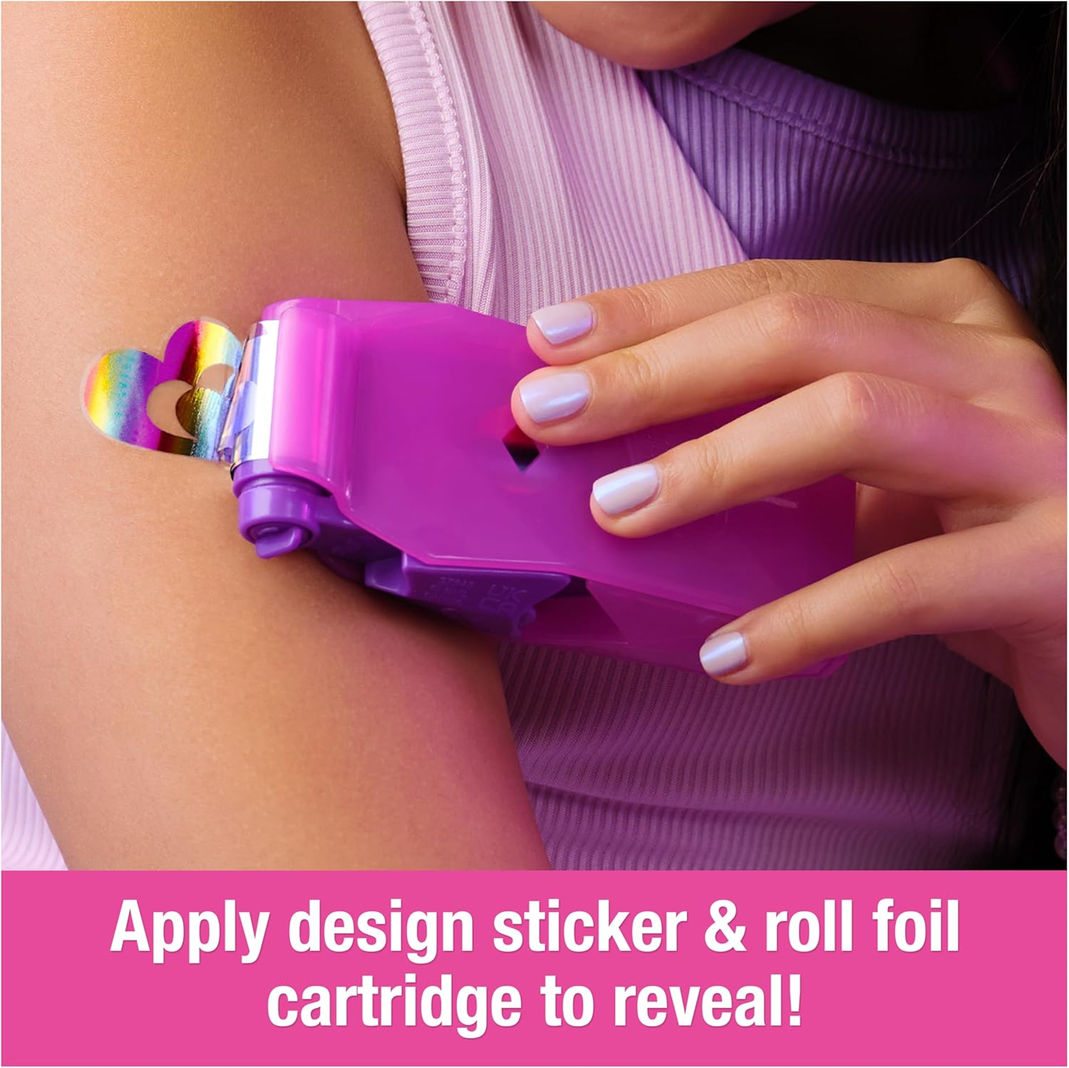 Cool Maker, Shimmer Me Body Art with Roller, Jewels & 3 Foils, 135 Metallic Temporary Tattoo Designs, Arts and Crafts Kids Toys for Girls Ages 7+ image number 5