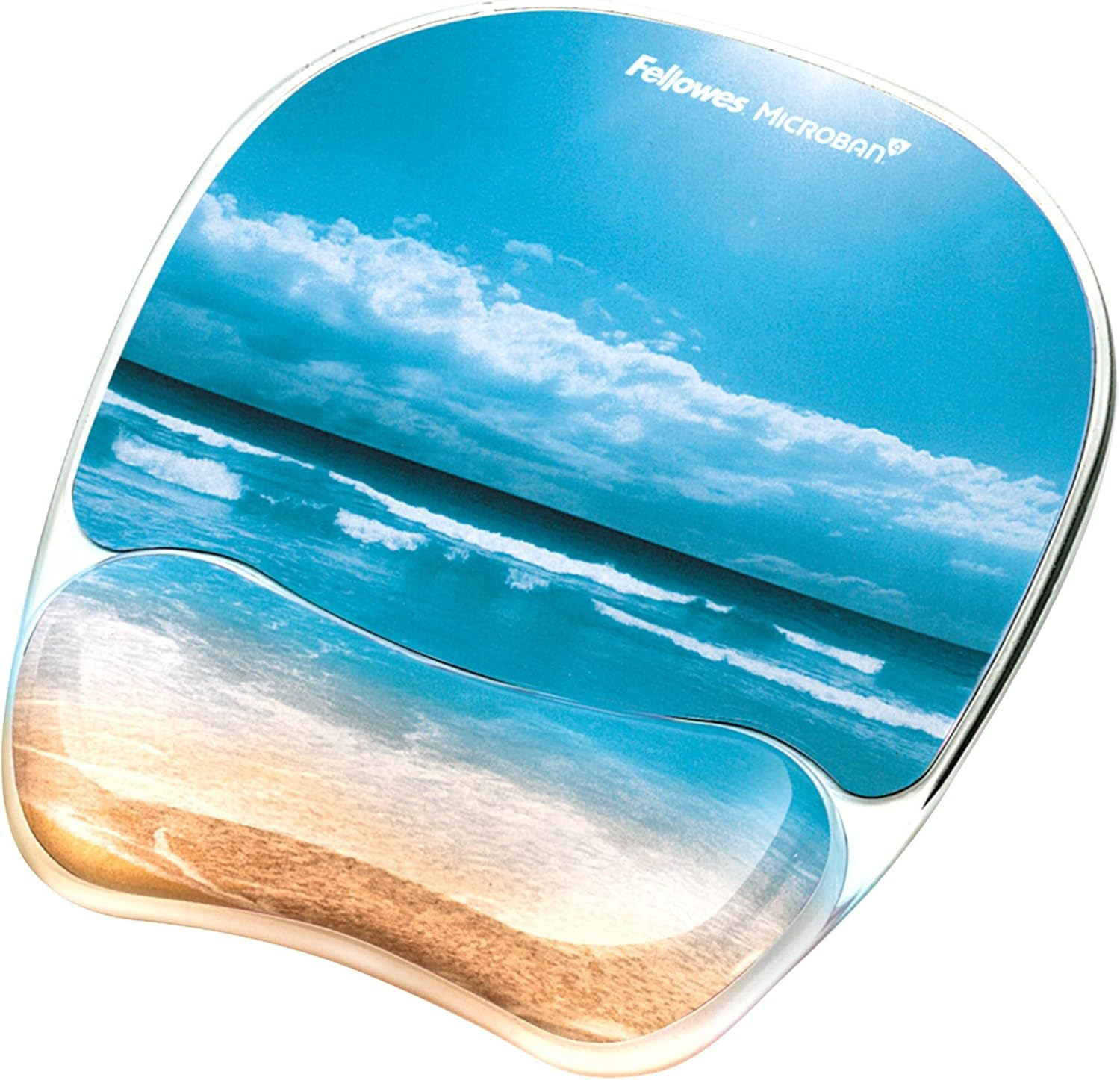 Fellowes Photo Gel Mouse Pad and Wrist Rest with Microban Protection, Sandy Beach (9179301), Blue, 9.25" X 7.88" image number 4
