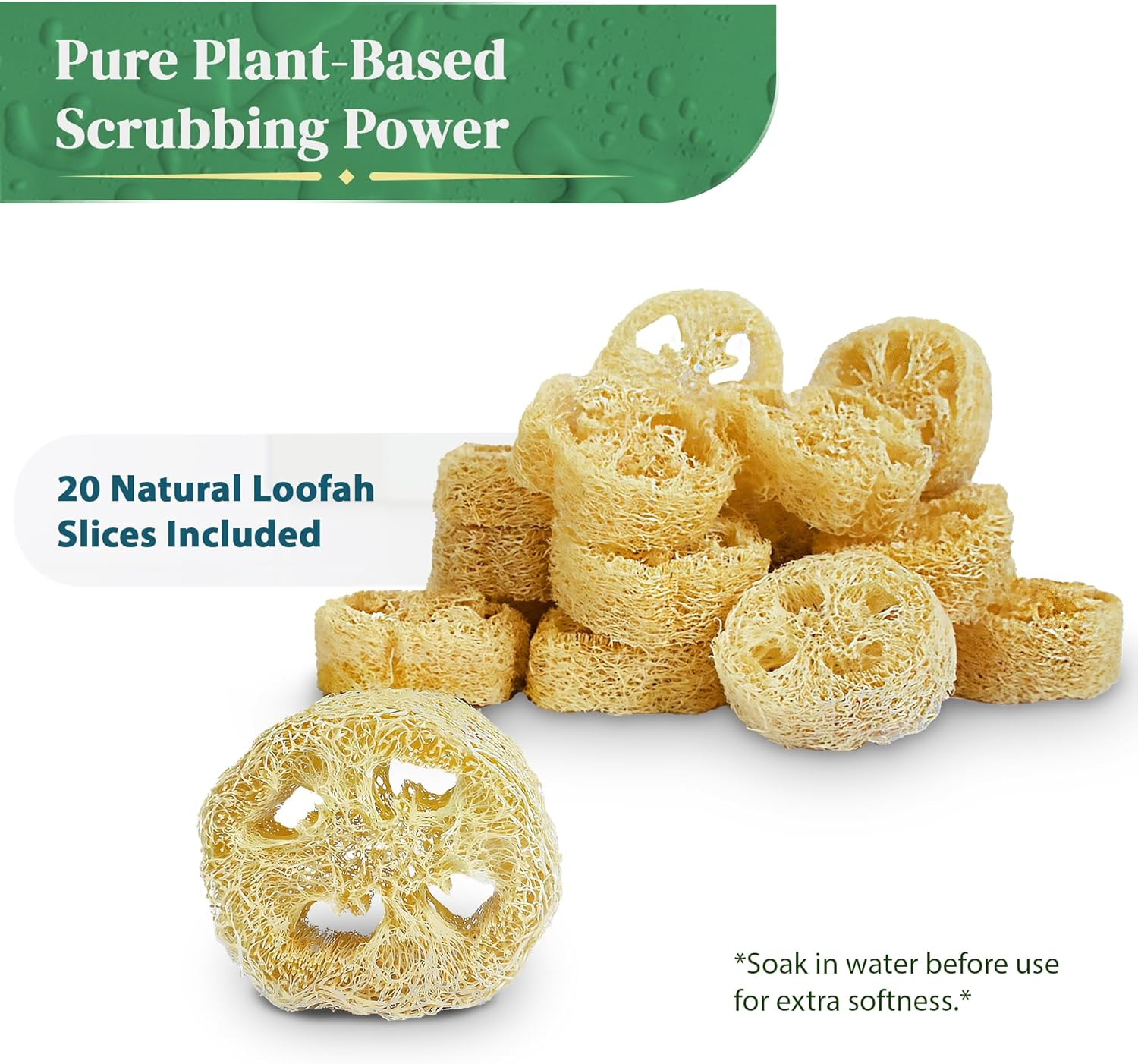 Natural Loofah Slices for Soap Making (20 Pack) - Organic Loufa Slices Cuts - Loofah Bulk - Soap Making Supplies - Natural Luffa Soap Making image number 1