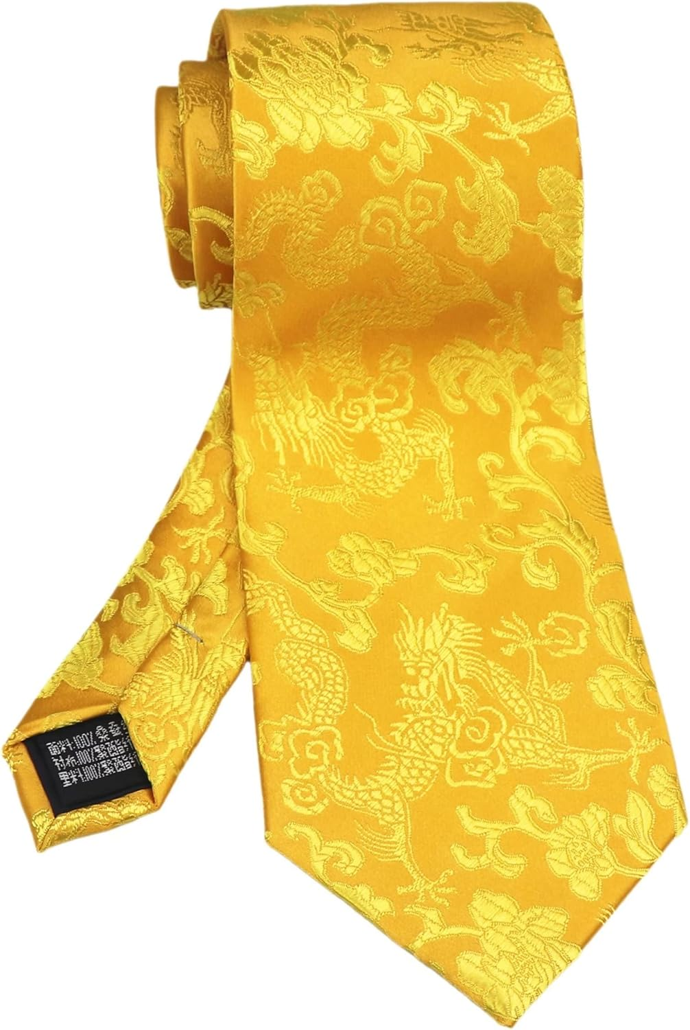 Vizakiss Men'S Silk Tie Dragon Peony Embroidery Woven Wedding Formal Neckties Gift 3.54"