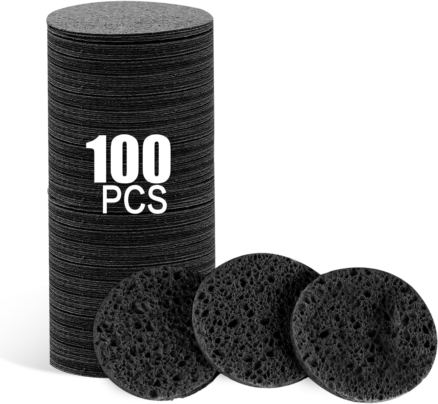 Spunspon 50-Count Facial Sponges, Compressed Natural Cellulose, Pink, round Shape, Face Cleansing, Exfoliating, Makeup Removal