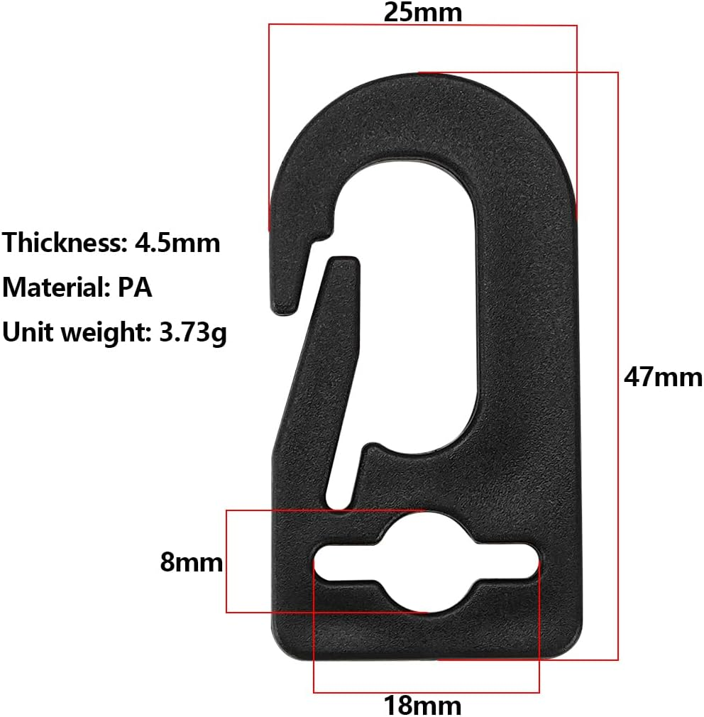20Pcs Black Plastic Carabiner Hook Flag Hooks Plastic Flag Pole Clip Snap Suitable for Flagpole Flags within 18Mm Width Accessories Tool image number 6