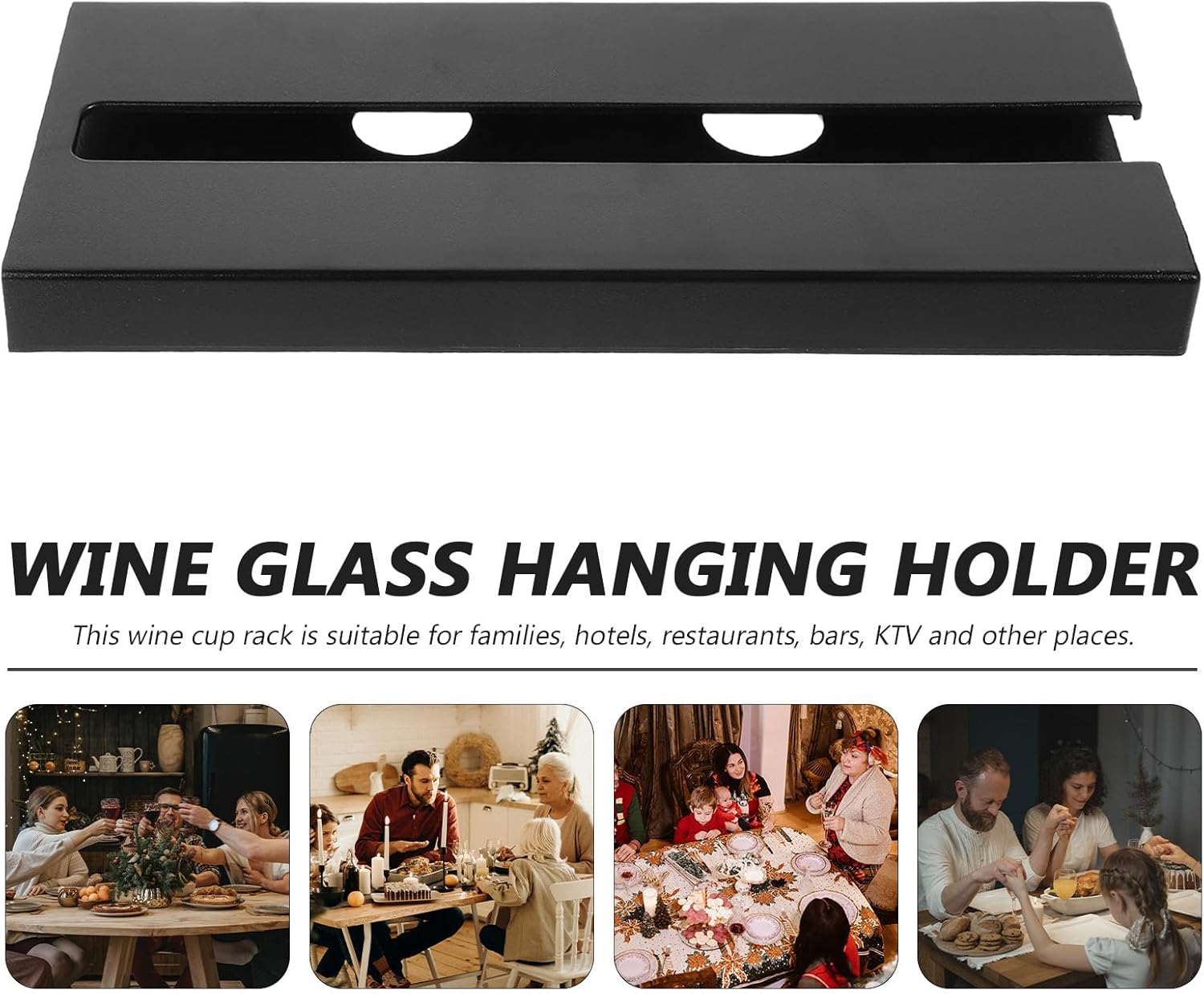 LIFKICH under Shelf Wine Glass Holder Black Hanging Rack Stable Storage for Kitchen Bar Restaurant Home Organization Storage image number 1